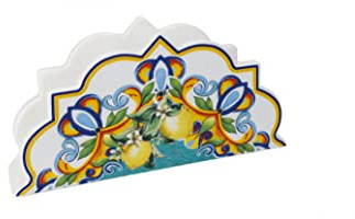 Serviettenhalter Küche Citrus Zitronen Brandani 52781 Oval Porzellan Weiß Blau