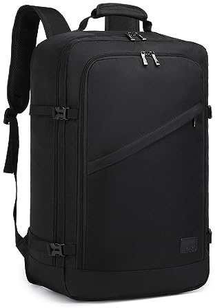 KONO Handgepäck Rucksack 55x35x20cm Reiserucksack Handgepäck Flugzeug Rucksack mit Vielen Fächern, Leichtgewicht Rucksack Herren Damen für Business Schule und Reise, 40Liter, Schwarz | Leichtes 40-Liter-Design mit vielen Fächern, geeignet für Reisen, Business und Schule