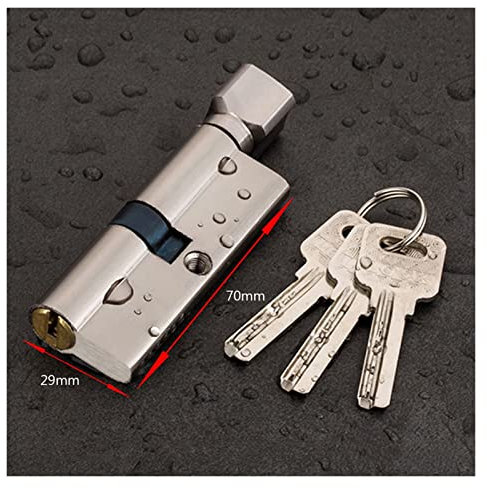 Nightlatch,Thumbturn Knob,Door Barrel Locks，Thumb Turn Euro Cylinder Lock， Euro Cylinder Lock Door Cylinder Lock Biased 70mm 3 Keys Anti-Theft Entrance Brass AB Door Lock Home Security Interior Bedroo