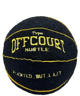 Almohada de baloncesto 3D de Herfair para fuera de la cancha, 25 cm, almohada de baloncesto suave, de felpa, decoración, regalos de baloncesto para niños y niñas (negro)