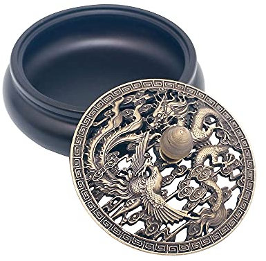 WyldSenc Messing Räucherschale mit Deckel - Weihrauchbrenner Vintage Handgefertigter - Räuchergefäß Lotus Incense Burner für Weihrauch, Meditation, Entspannung und Zuhause Dekoration(B)