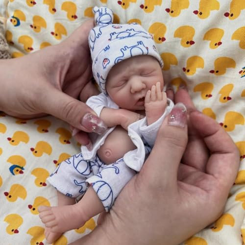 MYREBABY Reborn Baby Doll Colin Mini Silicone Boy Doll 7 Inch Realistic Stress Relief