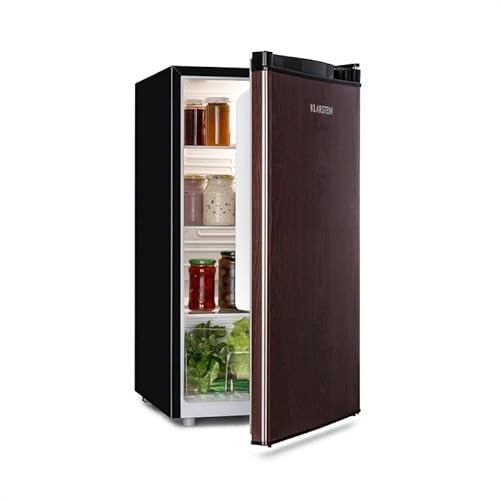 KLARSTEIN Feldberg - Frigorifero, Volume: 90 L, MirageCool Concept: Porta con Disegno in Legno Stampato, Scomparto per i Freschi, Livello di Rumorosità: 42 dB, Nero