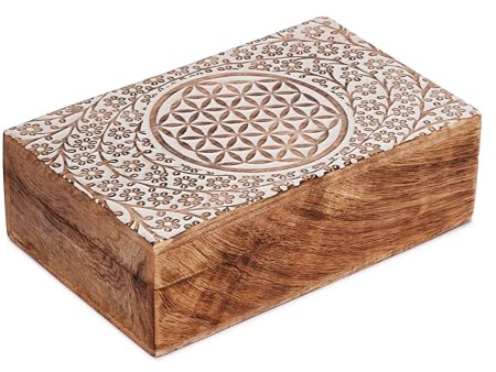 Ajuny Keltische Schmuckbox aus Holz Handgefertigte Schatztruhe 8x5 Zoll | Uhren Ringe Halsketten Ohrringe Reise Andenken Kommode Schlafzimmer Vintage Dekoration Geschenk Frauen Männer Geburtstag