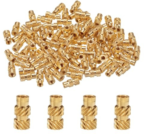 QUARKZMAN 100 Stück M3 Gewindeeinsätze Messing Heat Set Insert M3x10mm, OD 5mm gerändelte Einpressmuttern, 3D Druck Messingmuttern weibliche Gewindeeinsätze Muttern