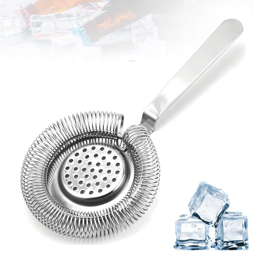 IUSOT Passoire à cocktail en acier inoxydable 21 cm, filtre fin, passoire Hawthorne professionnelle pour shaker et accessoires de bar, pour barman, restaurants et fêtes