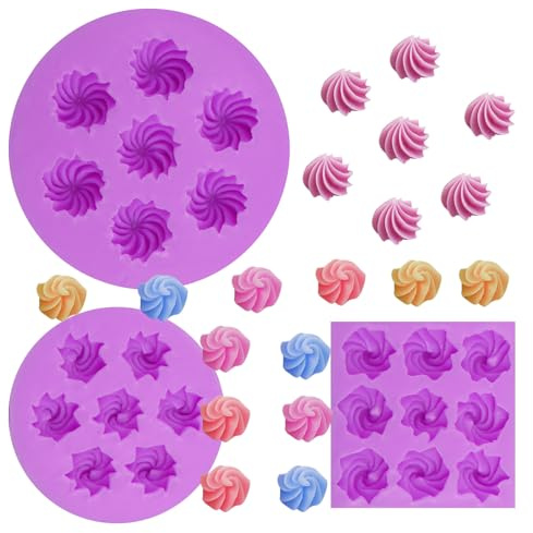 Cream Silicone Fondant Molds 3 Pieces, Cookie Chocolate Molds for Candy Cake Decortaion Cupcake Toppers Creative Desserts Clay
