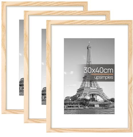 upsimples, confezione da 3 cornici portafoto 30x40 in legno, cornice 30x40, cornice per foto, immagini, poster