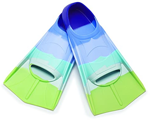 Schwimmflossen Kinder, 100% Silikon Kurzflossen, Taucherflossen Regenbogen Flossen für Kinder Erwachsene Männer Frauen Schwimmen Tauchen