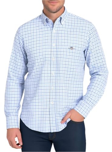 GANT Reg Classic Poplin Micro Check, Blu, XL