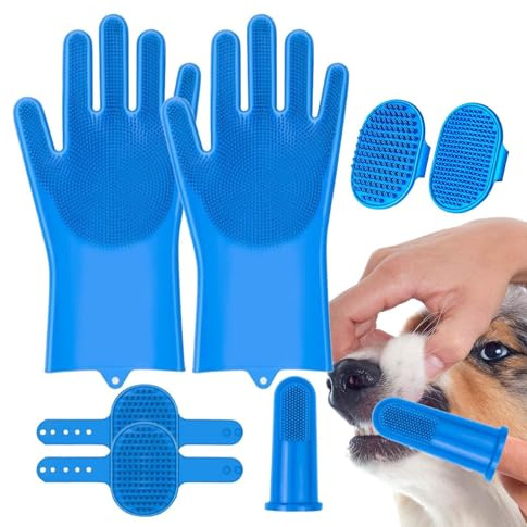 Waschhandschuhe für Haustiere, Badhandschuhe für Hunde, Welpen-Shampoo-Bürste, Silikon, Bürste, Shampoo, Bürste für Haustiere, zur Vorbereitung von Haustieren