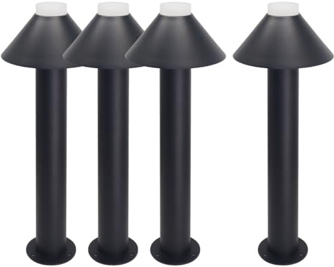 LUXULA 4er Set Wegeleuchte mit Schirm, Bodenplatte und Erdspieß, GU10 Fassung, Aluminium, 60cm Höhe - LED Außenleuchte IP44 Pollerleuchte Garten Terrasse