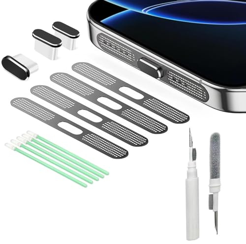 XIEANDKONG Tapón Antipolvo USB C y Cubierta de Altavoz de teléfono, Cubierta de Puerto USB C con Kit de Limpieza, Limpiador de Puerto de Carga de teléfono, aplicable a la Serie iPhone 16/15