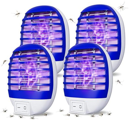 Lampada Antizanzare Elettrica, 4PCS Trappola per Zanzare Elettrica,UV Lampada per Casa Giardino Interno Esterno Cucina Soggiorno, 100% Professionale ed Efficace