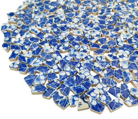0,5 kg, 1-2 cm Porzellan-Mosaikfliesen, Weiß, unregelmäßig gebrochen, für DIY Boden Küche Pool Blumenvasen Dekoration für Zuhause und Außenbereich (Porzellan 02)