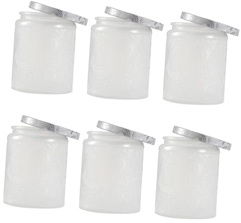 PERSELOSO Kit de 6 Vasos de Vidrio Blanco para Hacer Velas Relieve Delicado, Resistentes a Altas Temperaturas, Ideales para Proyectos DIY y Manualidades