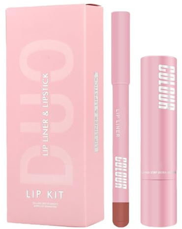 Rouge À Lèvres Et Crayon Contour Combo - Crayon Contour Mat & Fard À Lèvres Hydratant - Maquillage Lèvres Doux Beauté - Cosmétiques Femme Soin Dessin Lèvres