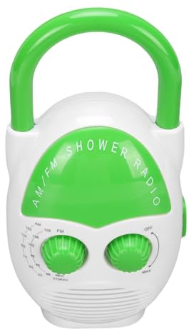 Portable Radio, AM FM IPX5 Water Proof Shower Radio 500mW Output Battery Operated Radio with Electronic Tuning for Bathroom Kitchen Outdoors