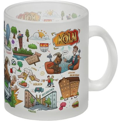 Köln Pop Art Comic Glas Tasse Lustiger Tassenbecher für Büro und Zuhause NRW Kölner Kölsch