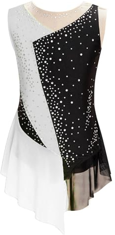 Kaerm Body Da Pattinaggio Artistico Bambina Leotard Da Balletto Senza Maniche Tuta Vestito Da Danza Moderna Latino Ragazze Vestiti Da Ballerina Abiti Da Ballo Ballet Bianco 13-14 anni