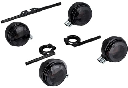 Set: 4 Blinker rund in Schwarz mit Rauchgrauem Glas komplett inkl. Blinkerträger - für Simson S50, S51, S70