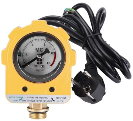 Ausi Tryckregulator 220 V 0-10 bar, elektronisk strömbrytare för vattenpump och djup brunn (EU-kontakt)