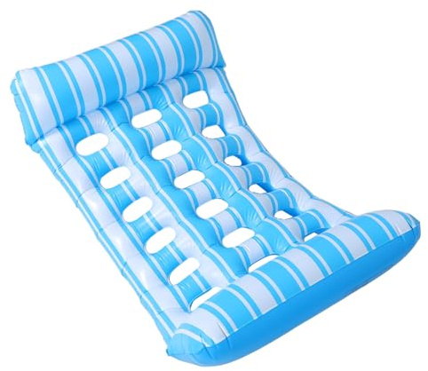Toyvian Portable Foldable Inflatable Pool Lounge Float Lightweight PVC Water Hammock Mat Recliner for Outdoor Summer Use Versatile Swimming Pool Accessory for Beach and Lake Relaxation
