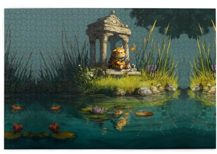 Wooden Jigsaw Puzzle 1000 Pieces WZYWHJ Little Tiger in The Pavilion Printed for Adults and Kids, Perfect for Family Fun, Stress Relief
