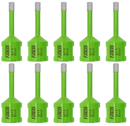 FACHLICH 6mm Tile Drill Bits - 10pcs Diamond Drill Bit for Porcelain Tiles Diamond Core Drill Bits Tile Hole Saw for Porcelain Ceramic Marble Granite Stone Quartz,M14 Thread