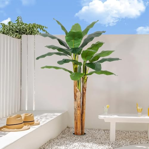 Garvee con Albero di Banana Artificiale con Tronco Spesso - 6FT/183CM, Foglie di Palma Verdi Realistiche, Pianta Finta da Interno, Decorazione per Casa/Ufficio, Facile da Pulire