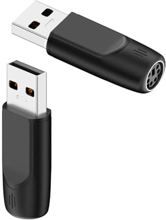 QIANRENON USB a PS2 Ratón Teclado Adaptador USB Tipo A Macho a PS2 Hembra Conector Type A Enchufe a PS/2 Toma Convertidor, para PC Lectores Códigos de Barras, 2 Pcs