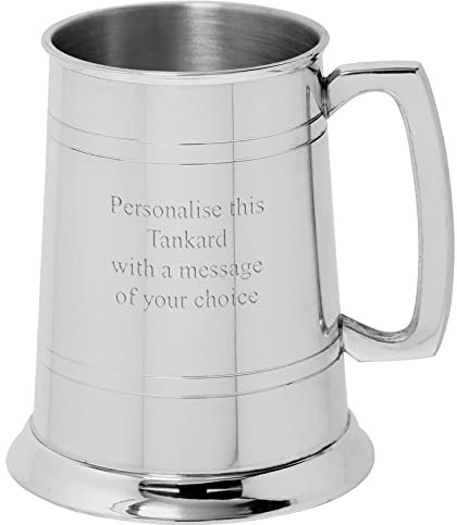 English Pewter Company 1 Pint Straight 2 Line Pewter Beer Mug Tankard Personalised with Free Engraving EP001