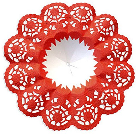 Kunze Biedermeiermanschetten 25 Stück, Größe 7, Durchmesser 16 cm, nassfestes Papier, Rot