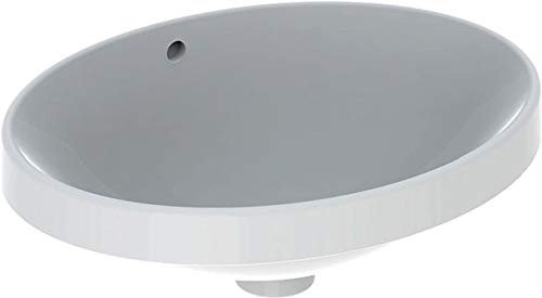 Geberit VariForm Einbauwaschtisch oval, 500x400mm, ohne Hahnloch, mit Überlauf, Farbe: Weiß, mit KeraTect - 500.709.00.2
