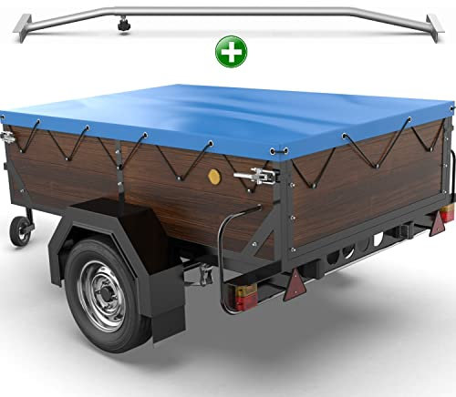 Tarpofix® Anhängerplane 150 x 115 cm + 1x Planenbügel | Anhänger Plane Flachplane aus PVC PLANENMATERIAL | Verstärkte HP DDR Anhänger Plane für Diverse PKW Hänger | Abdeckplane + Flachplanenbügel