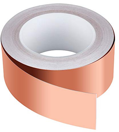 Mitening Kupferband Selbstklebend, Kupferband Gegen Schnecken 30m x 50mm Kupferfolie EMI Copper Foil Tape Abschirmband Dünn Klebeband Schneckenband Kupfer Schneckenschutz Schneckenzaun