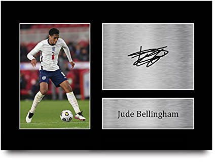 HWC Trading A4 Jude Bellingham England Geschenke gedruckt signiertes Autogrammbild für Fußballfans und Unterstützer
