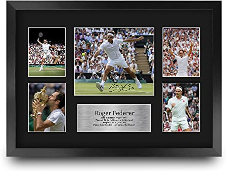 HWC Trading FR A3 Roger Federer Tennis Geschenke Gedruckt Signiert Autogramm Bild Für Erinnerungsstücke Fans - A3 Framed