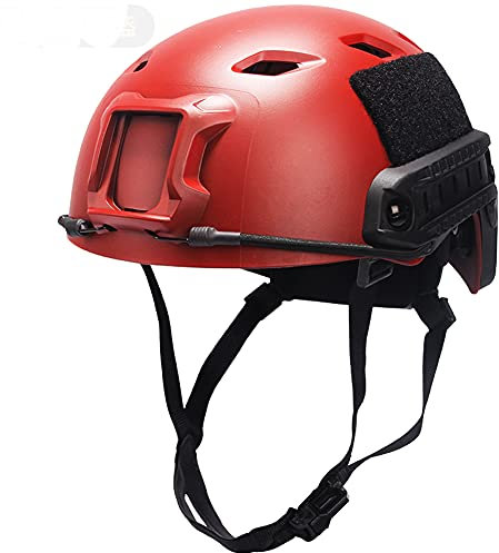 AQzxdc Casque Tactique de Type Fast MH/PJ/BJ, avec Rail Latéral et Support NVG, Helmet de Protection Airsoft Rouge Tout-en-Un, pour La Chasse Au Paintball en Plein Air et L'équitation,Bj