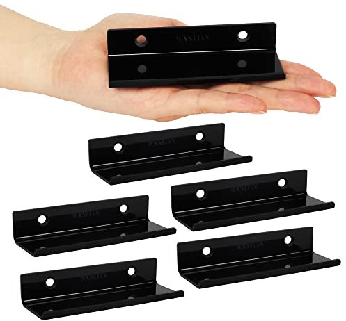 WANLIAN Estante de acrílico transparente para discos de vinilo, estante montado en la pared, paquete de 6, estantes flotantes transparentes, soporte de exhibición de discos de acrílico (negro)