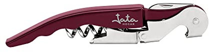 Jata HVIN2212 - Sacacorchos de Palanca, Abridor de vino con doble impulso articulado, Incluye navaja cortacápsulas y abridor de tapones, De acero inoxidable, ABS