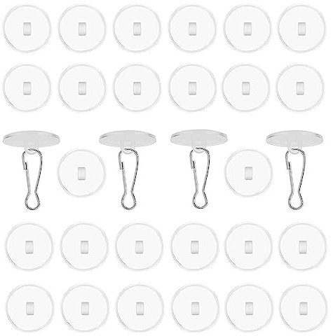 NEODTX Ganci adesivi per soffitto piccoli, 30 pezzi, per decorazione da soffitto, autoadesivi da soffitto, occhielli adesivi, senza fori, ganci decorativi per finestre, ganci rotondi per appendere