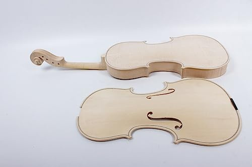 WUQIMUSC Unvollendete Violine 4/4 Flamme Ahorn Violine Fichte Handgemachte Violine Nicht Kleber Top für Gitarrenbauer Maker DIY