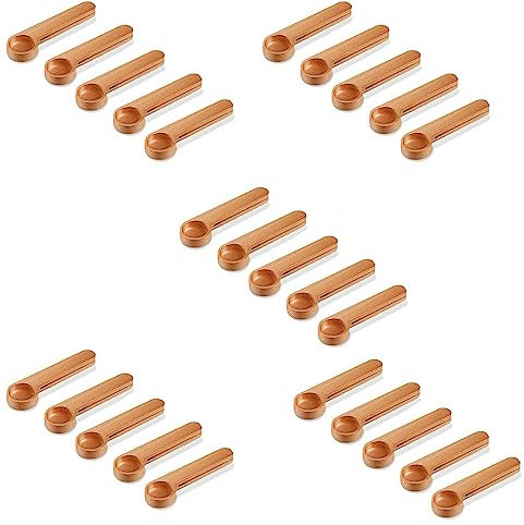 IGUATU 25 Pieces Wooden Teaspoons and Tongs Measuring Spoon 2-in-1 Sealer Measuring Spoon for Beans, Coffee, Tea