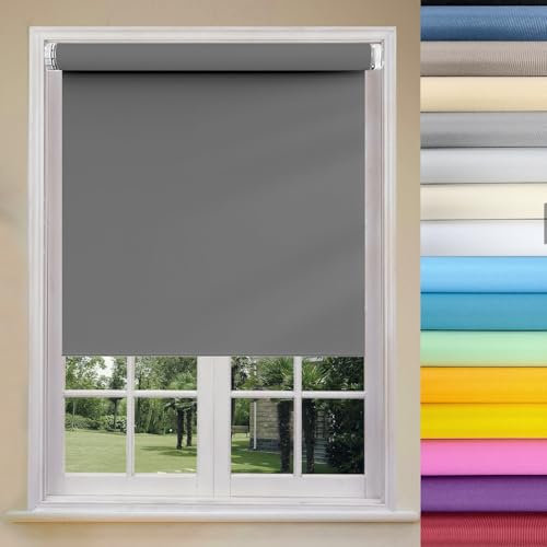 Verdunklungsrollo Fensterrollo 30 x 100 cm Flexibler Seitenzug Top Qualität Deckenmontag Seitenzugrollo mit Kette, für Schlafzimmer, Küche, Dunkelgrau