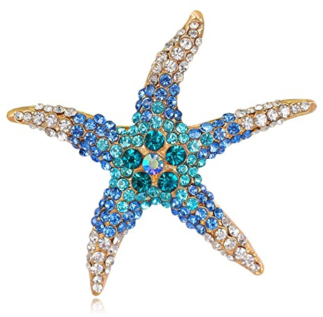 JINZIJINYU Broches En Cristal Broche Étoile De Mer Diamant Romantique Broche Étoile De Mer Boucle Châle Bleu