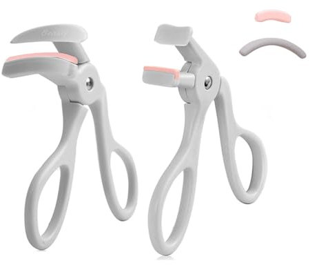 HSAJS 2 Pezzi Piegatore Ciglia Professionale Ergonomico Ricurvo Angolo Ampio Precisione Strumento Makeup Silicone Cuscinetto Sostitutivo