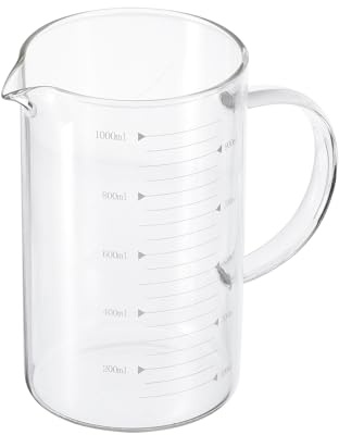 PATIKIL Verre Doseur de 1000 ml Gradué en Verre Borosilicate 3.3 | avec Échelle Imprimée Blanche Pour Mesurer Les Liquides, avec Bec Verseur en Forme de V Pour la Cuisine