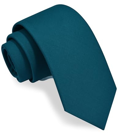 Gusleson Teal Blue Tie for Wedding Solid Cotton Suit Tie Mens Formal Necktie for Business (UK1032-28)