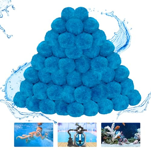 WLLEYAY 4 lbs Pool Filter Balls, New Upgrade Efficient Swimming Pool Filter Sand Alternative, Reusable Eco-Friendly Blue Filter Media Balls, Replace 150 lbs Filter Sand, Lasts for Several Seasons